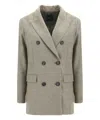Pinko Tenaglia Double-breasted Wool Blazer In Beige