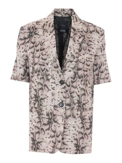 Pinko Beige And Black Brindisi Blazer In Brown