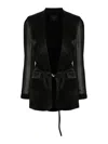 Pinko Tailored Black Blazer With Tie Belt In Black