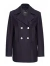 Pinko Double-breasted Straight Hem Peacoat In Blue