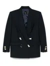 Pinko Double-breasted Blazer With Geometric Cuff Embellishments In Blue