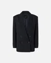 Pinko Double-breasted Pinstriped Wool Blazer In Multi