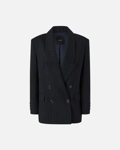 PINKO DOUBLE-BREASTED PINSTRIPED WOOL BLAZER