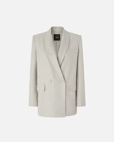 PINKO OVERSIZED DOUBLE-BREASTED BLAZER WITH RHINESTONES