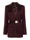 Pinko 'cortez' Bordeaux Jacket With Notched Revers And Removable Hood In Wool Blend Woman In Dark Red