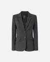 Pinko Single-breasted Blazer With Structured Shoulders In Grey - Crow