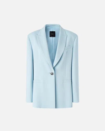 Pinko Blazer Droit En Cady Avec Bouton Bijou In Blue