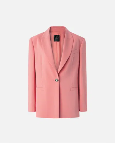 Pinko Blazer Droit En Cady Avec Bouton Bijou In Sunny Coral