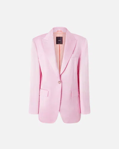 Pinko Single-breasted Slub Satin Blazer In Mauve Ch. Luna