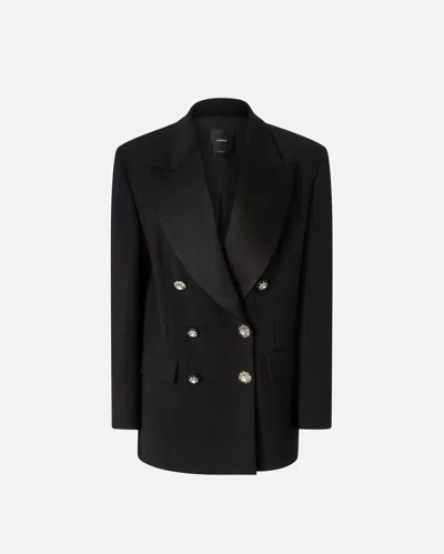 Pinko Elegant Blazer With Pin And Jewel Buttons In Nero Limousine