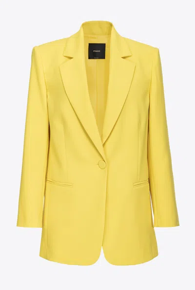 Pinko Monochrome Stretch Crepe Blazer In Buttercup Yellow