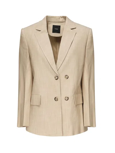 Pinko Blazer In Canvas With Buttons In Beige