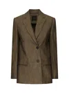 Pinko Elevated V-neck Jacket Pockets In Brown