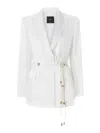 Pinko Shiny Satin Blazer With Belt And Boule In Multi