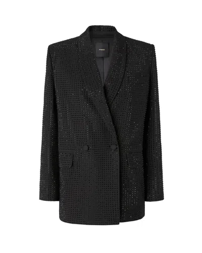 Pinko Blazer Oversize Con Strass Nero In Black