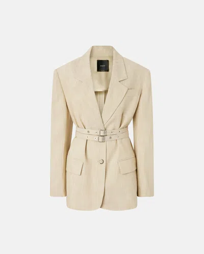 Pinko Oversized Textured Canvas Blazer In Beige-sabbia Ardente