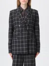 Pinko Double-breasted Check Blazer In Black