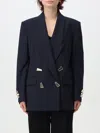 Pinko Double-breasted Blazer With Geometric Cuff Embellishments In Blau
