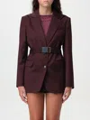 Pinko 'cortez' Bordeaux Jacket With Notched Revers And Removable Hood In Wool Blend Woman In Burgundy
