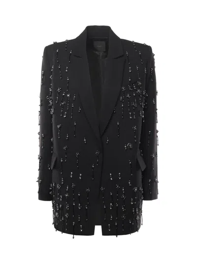 Pinko Blazer With Crystals And Pearls In Black