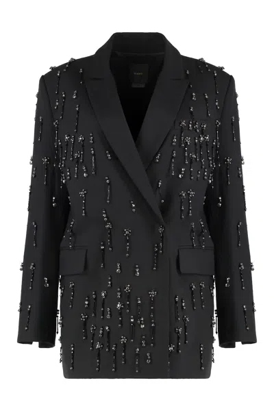 Pinko Blazer With Crystals And Pearls In Black