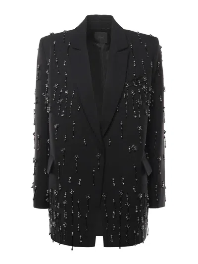 PINKO BLAZER WITH CRYSTALS AND PEARLS