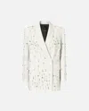 Pinko Crystal-embellished Double-breasted Jacket In White