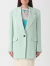 Pinko Green Solid Peak Lapel Blazer In Green