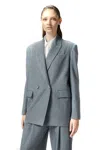 Pinko Double-breasted Blazer With Rhinestones In Gray