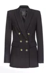 Pinko Black Double-breasted Blazer In Black