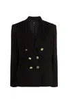 Pinko Double-breasted Stretch Blazer In Black