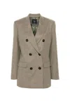 Pinko Double-breasted Check Pattern Jacket In Brown
