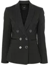 Pinko Alexia Double-breasted Grey Blazer In Grey