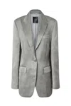 Pinko Single-breasted Slub Satin Blazer In Grey