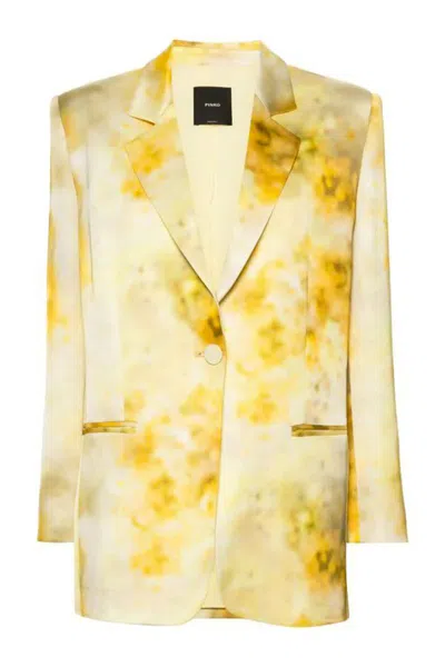 Pinko Faded-floral-print Satin Blazer In Multi