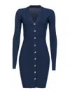 Pinko Short Ribbed Blue Wool Riserva Dress In Blue