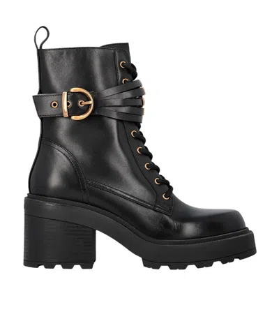 Pinko Block-heel Lace-up Ankle Boots In Black