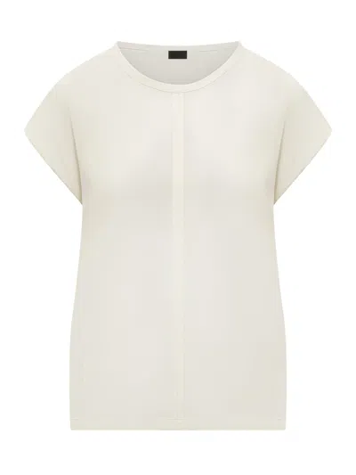 Pinko Blossom Mini Blouse With Sleeves Cut In Bianco Cigno