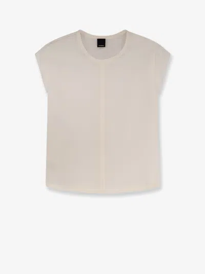 Pinko Blossom Silk Shirt Cap Sleeves Round Neck In Neutral