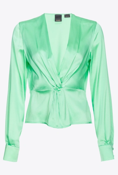 Pinko Long-sleeved Satin Blouse In Bouquet