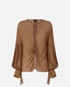 Pinko Flowing Blouse With Gathering And Cuff Ruffles