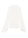 Pinko White High Neck Shirt With Flared Sleeves In White