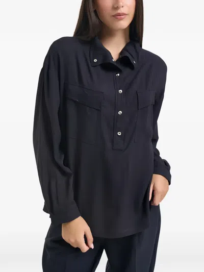Pinko Blouse With Pockets And Buttons In Blue