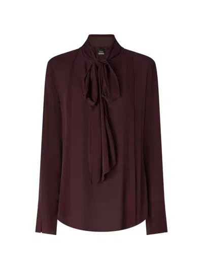 Pinko Blouse With Sash Collar In Burgundy
