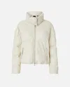 Pinko Short Padded Jacket In High-neck Leather In Gris Doublure Argent