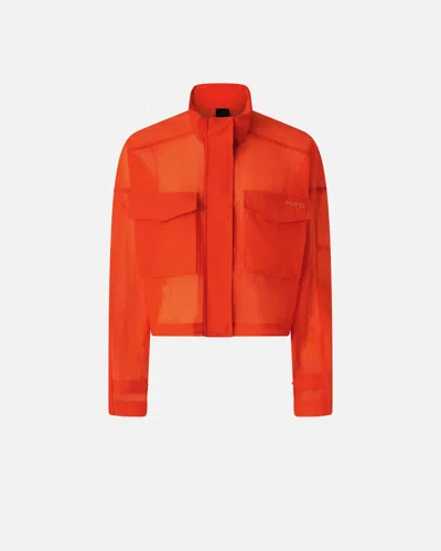 Pinko Short Jacket In Technical Organza-effect Fabric In Flame