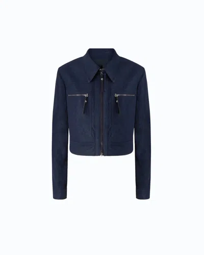 Pinko - Blouson Cropped Façon Nubuck - 36 In Blue
