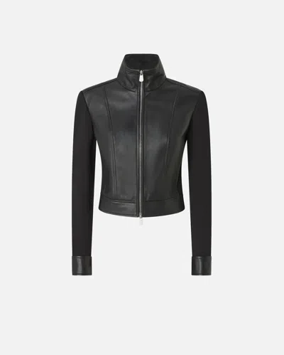 PINKO BLOUSON DE MOTARD BI-MATIÈRE