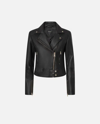 Pinko Blouson De Motard En Cuir Nappa In Black
