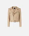 Pinko Blouson De Motard En Cuir Nappa Souple In Neutral